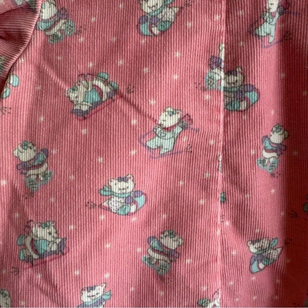 Vintage Osh Kosh B’Gosh Baby Corduroy Pink Sledding‎ Bears Romper 24 months